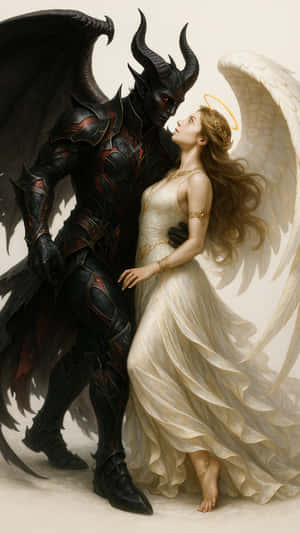 Forbidden Love Angel And Demon Wallpaper