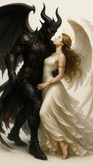 Forbidden Love Angel And Demon Wallpaper