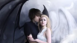 Forbidden Love Angel And Demon Wallpaper