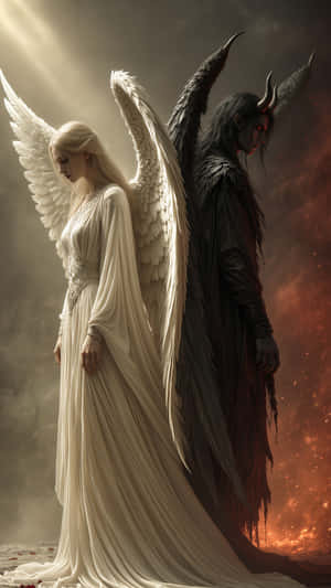 Forbidden Love Angel And Demon Wallpaper