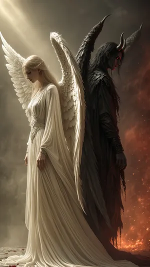 Forbidden Love Angel And Demon Wallpaper