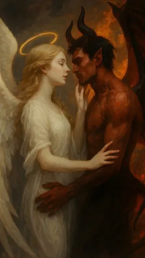 Forbidden Love Angel And Demon Wallpaper