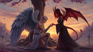 Forbidden Love Angel And Demon Wallpaper
