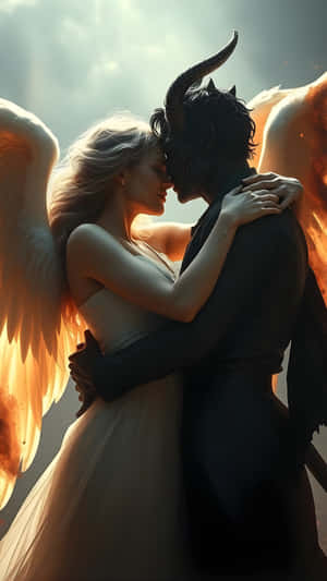 Forbidden Love Angel And Demon Wallpaper