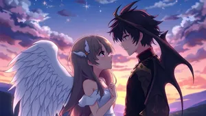 Forbidden Love Angel And Demon Wallpaper