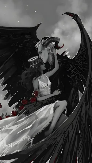 Forbidden Love Angel And Demon Wallpaper
