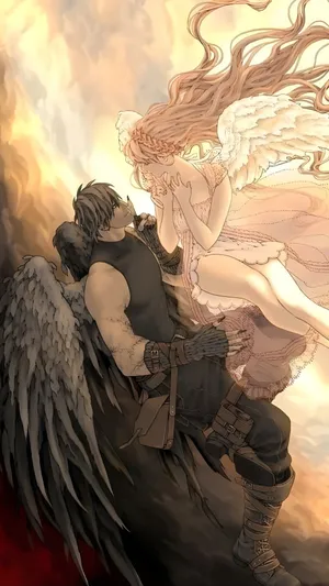 Forbidden Love Angel And Demon Wallpaper