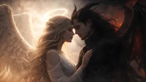 Forbidden Love Angel And Demon Wallpaper