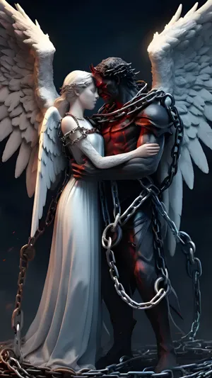 Forbidden Love Angel And Demon Wallpaper
