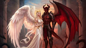 Forbidden Love Angel And Demon Wallpaper