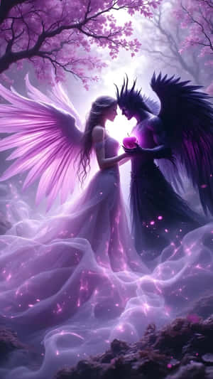 Forbidden Love Angel And Demon Wallpaper