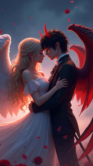 Forbidden Love Angel And Demon Wallpaper
