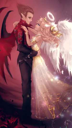Forbidden Love Angel And Demon Wallpaper