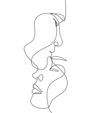 Forehead Kiss One Line Drawing Wallpaper
