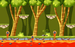 Forest_ Platform_ Game_ Level_ Background Wallpaper