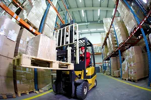 Forklift On A Wholesale Warehouse Wallpaper
