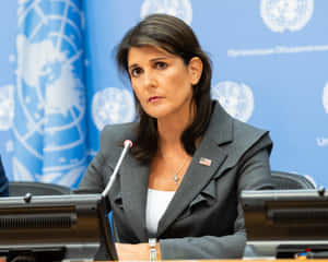 Former U.s. Ambassador To The Un Nikki Haley Intently Focused Wallpaper