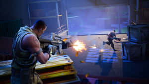 Fortnite - A Game With Two Players Shooting At Each Other Wallpaper