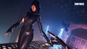 Fortnite - A Woman In Black With A Sword Wallpaper