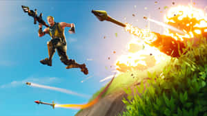 Fortnite Action Packed Battle Scene Wallpaper