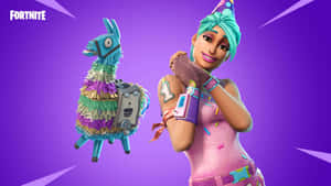 Fortnite Birthday Celebration Characterand Llama Wallpaper