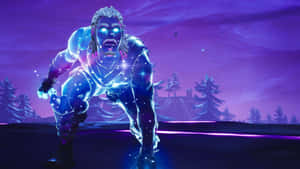 Fortnite Glowing Character Night Scene Wallpaper