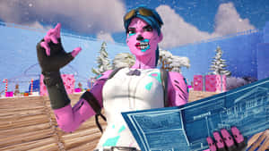 Fortnite Pink Ghoul Trooper Holding Blueprints Wallpaper