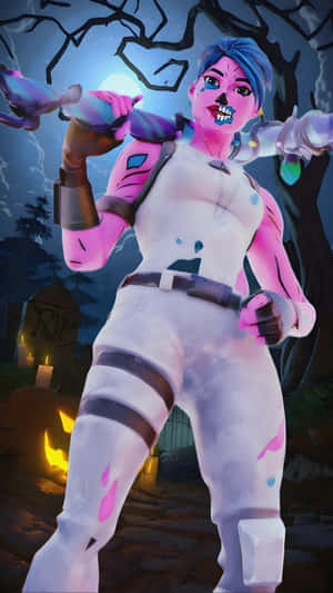 Fortnite Pink Ghoul Trooper Night Scene Wallpaper