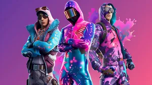 Fortnite Skin Trio Purple Backdrop Wallpaper