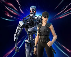 Fortnite Terminatorand Sarah Connor Crossover Wallpaper