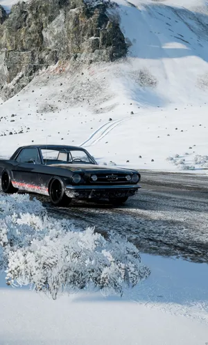 Forza Iphone Black Car Snow Mountains Wallpaper