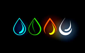 Four Different Colored Water Drops On A Black Background Wallpaper