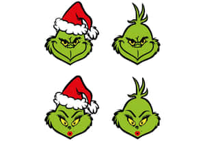 Four Grinch Faces With Different Expressions Wallpaper