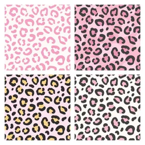 Four Leopard Print Patterns In Pink, Black And Yellow Wallpaper