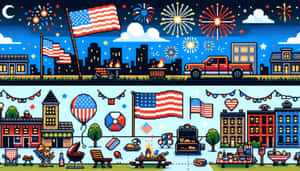 Fourthof July Pixel Art Celebration Wallpaper