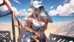 Fox Girl At The Beach Wallpaper
