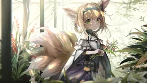 Fox Girl In Enchanted Forest Wallpaper