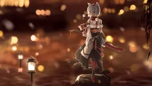 Fox Girl In Fantasy Setting Wallpaper