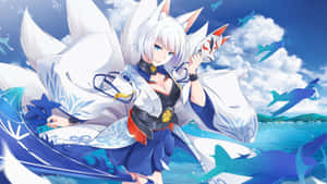 Fox Girl With White Hair Wallpaper