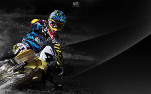 Fox Racing Speeding Dirt Bike Digital Art Wallpaper