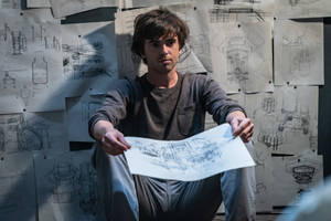 Freddie Highmore With Drawings Wallpaper