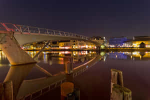 Fredrikstad Nighttime River Reflections Wallpaper