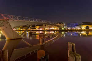 Fredrikstad Nighttime River Reflections Wallpaper