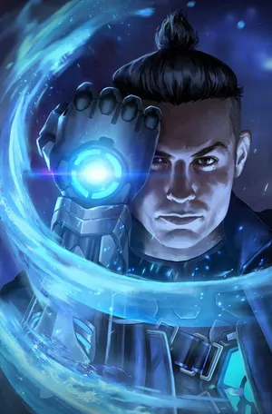 Free Fire Chrono Blue Hand Crest Wallpaper