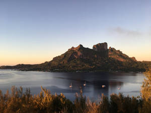 French Polynesia Mountain And Ocean Wallpaper