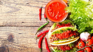 Fresh And Vibrant Tacos Platter Wallpaper