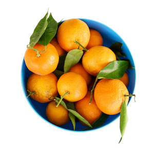 Fresh Clementine Citrus Fruits In Blue Bowl Wallpaper