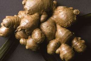 Fresh Ginger Rhizome Vegetable Extreme Close Up Wallpaper
