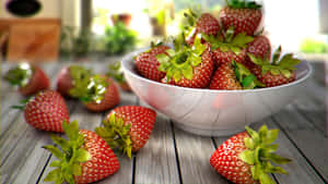 Fresh Juicy Red Strawberry On A Stem Wallpaper