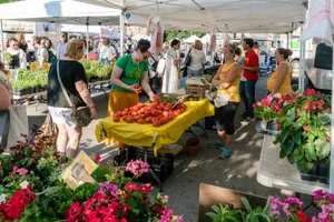 Fresh Produce At A Bustling Farmers Market Wallpaper